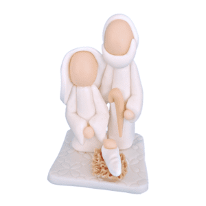 Presépio em biscuit sagrada família branca
