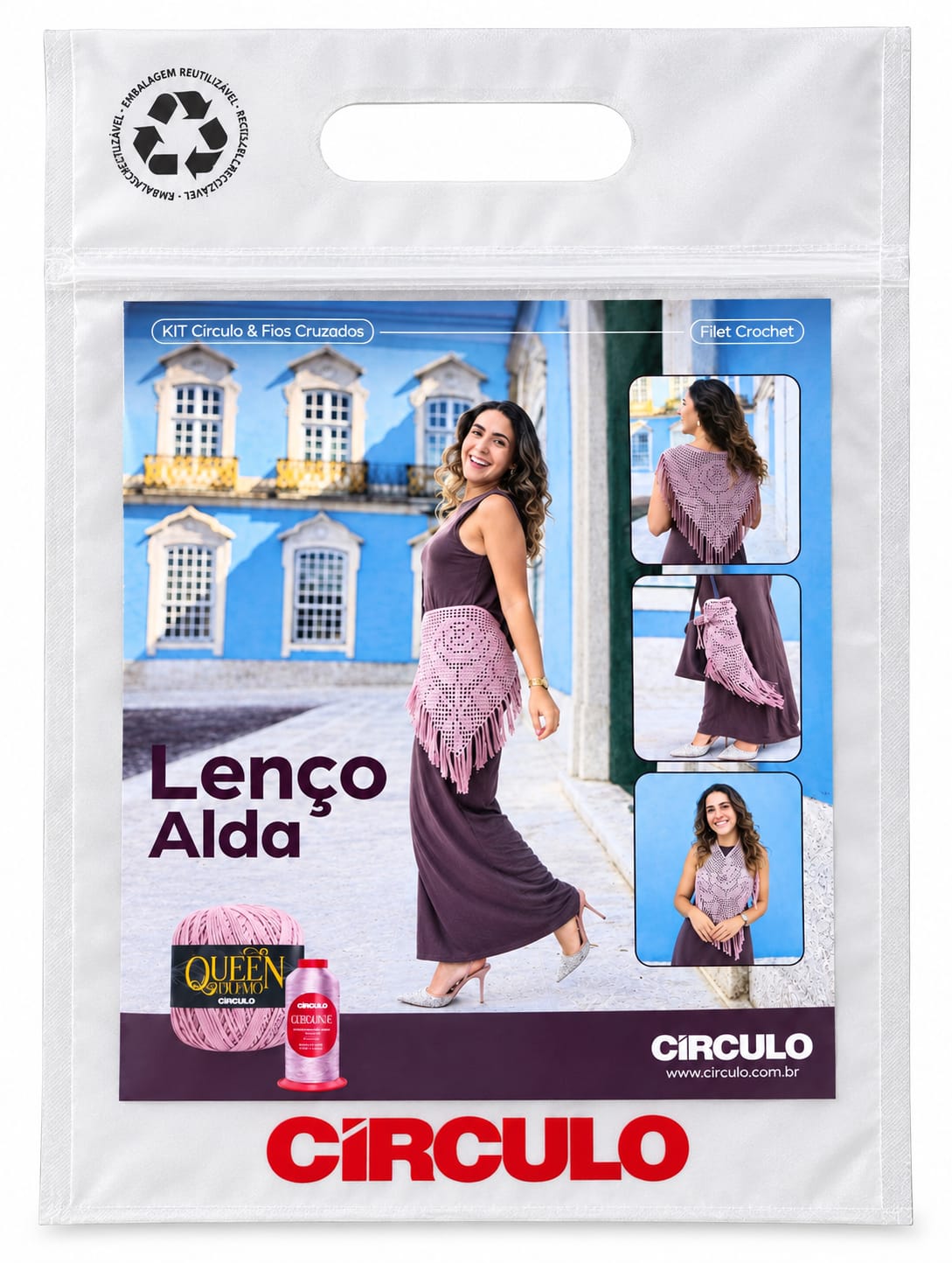 Kit de croché Lenço Alda Círculo Fios Cruzados